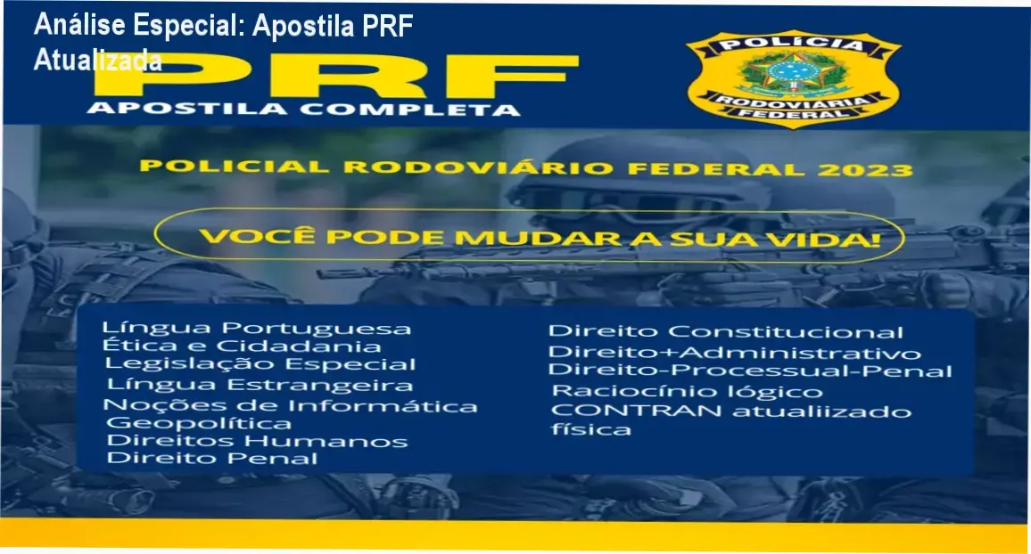 Capa informativa sobre o tema Apostila PRF Atualizada