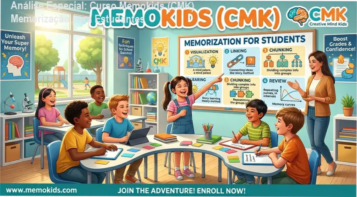 Capa informativa sobre o tema Curso Memokids (CMK) Memorização para Estudantes