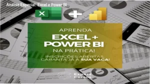 Capa informativa sobre o tema Excel e Power BI