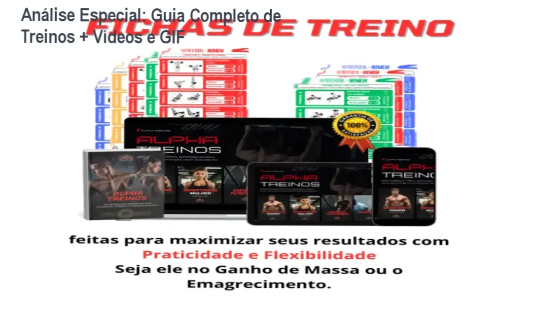 Capa informativa sobre o tema Guia Completo de Treinos + Vídeos e GIF