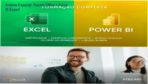 Capa informativa sobre o tema Pacote Office + Power BI Expert