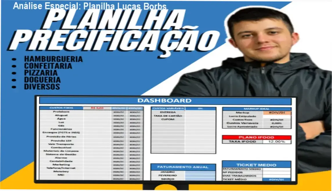 Capa informativa sobre o tema Planilha Lucas Borbs