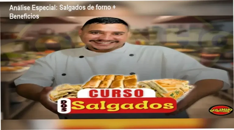 Capa informativa sobre o tema Salgados de forno + Benefícios