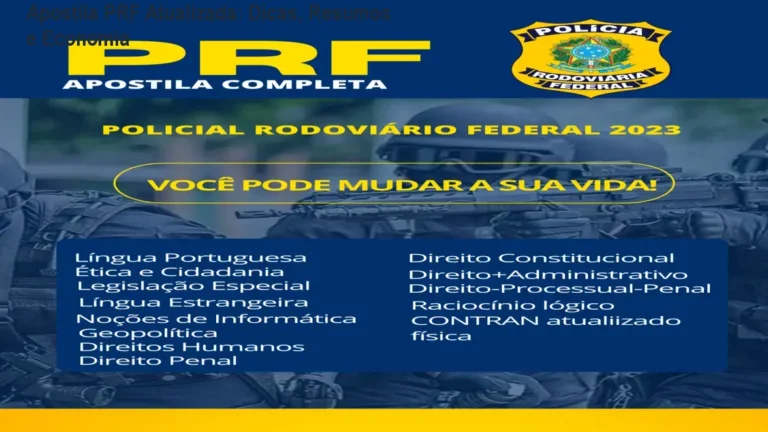 Capa da Apostila PRF Atualizada com dicas de estudo para candidatos ao concurso da Polícia Rodoviária Federal