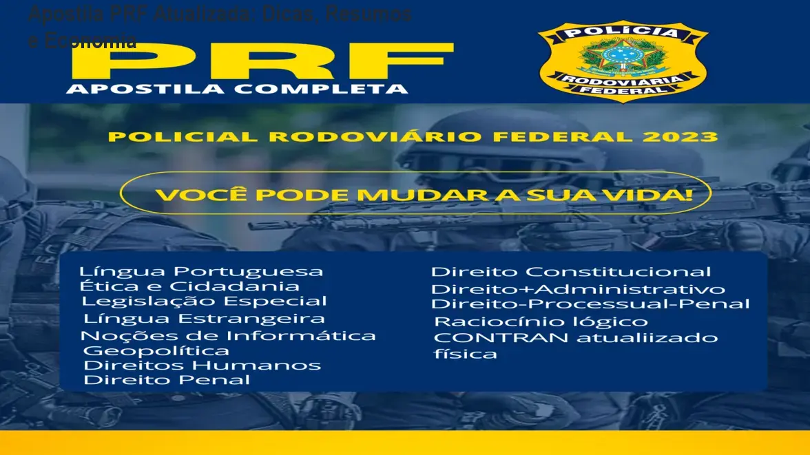 Capa da Apostila PRF Atualizada com dicas de estudo para candidatos ao concurso da Polícia Rodoviária Federal