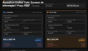 Tela do portal Análise Yield exibindo indicadores de rendimento imobiliário e financeiro