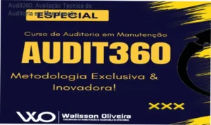 Tela do curso Audit360 mostrando checklist de auditoria em manutenção industrial