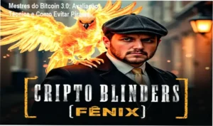 Augusto Backes apresentando o curso Mestres do Bitcoin 3.0 com gráficos de cripto e destaque para segurança.
