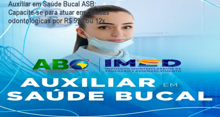 Imagem do curso Auxiliar em Saúde Bucal ASB mostrando estudante estudando módulos de higiene bucal e instrumentação odontológica