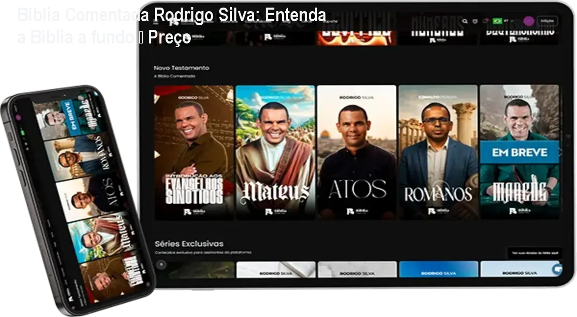 Tela do app da Bíblia Comentada Rodrigo Silva mostrando recursos de IA para estudo exegético