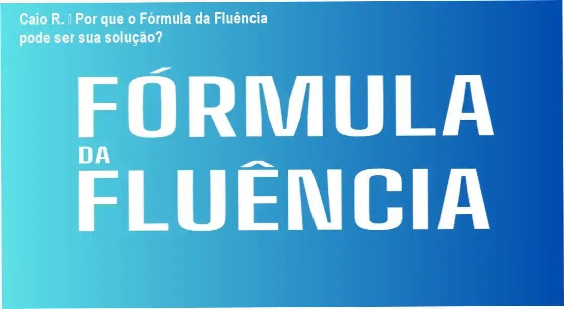 Caio R. apresentando o curso Fórmula da Fluência com foco em prática de fala e blocos espaçados