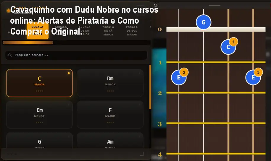 Cavaquinho com Dudu Nobre no cursos online: Alertas de Pirataria e Como Comprar o Original.