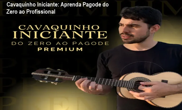Capa do curso online Cavaquinho Iniciante – do zero ao pagode, mostrando aulas práticas e ritmo brasileiro