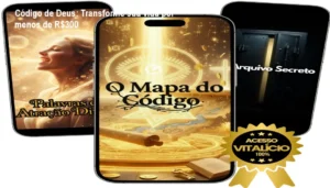 Imagem da tela do curso O Código de Deus mostrando a interface e benefícios de reprogramação mental para prosperidade.