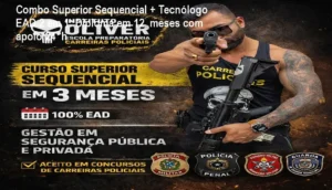 Imagem do combo superior sequencial + tecnólogo EAD mostrando diplomas e apoio 24 h para concursos policiais