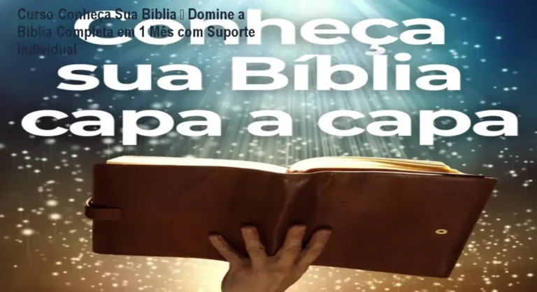 Imagem do curso Conheça Sua Bíblia mostrando suporte via WhatsApp e material de estudo para leitura rápida da Bíblia