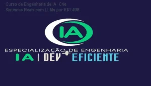 Imagem ilustrando o curso online de engenharia de software aplicada à IA generativa, mostrando desenvolvedor criando pipelines de IA