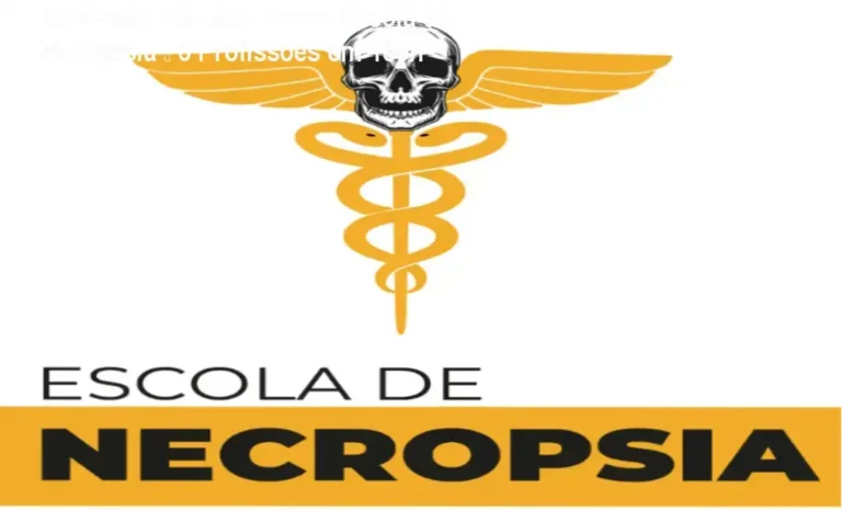 Tela do Curso Escola de Necropsia mostrando módulos de necropsia, tanatopraxia e certificação
