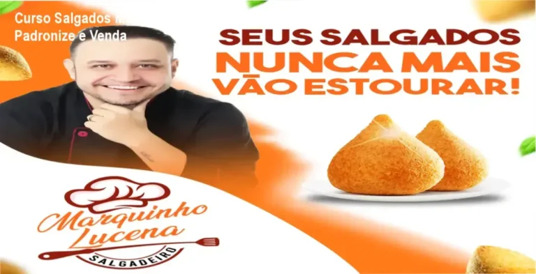 Imagem do Curso de Salgados Marquinho Lucena mostrando produção padronizada de salgados