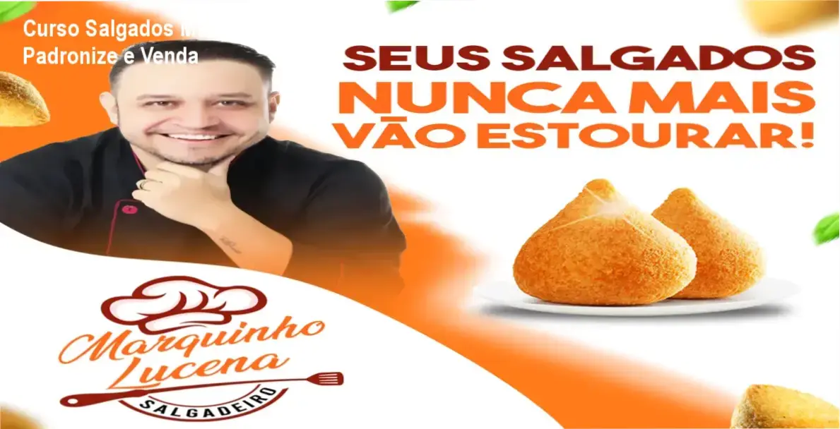 Imagem do Curso de Salgados Marquinho Lucena mostrando produção padronizada de salgados