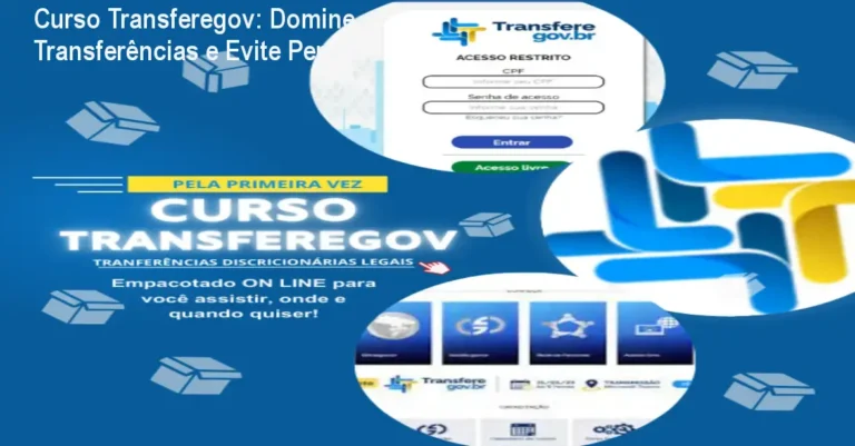 Tela do curso Transferegov mostrando prática de transferências discricionárias para gestores públicos