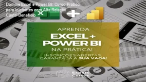 Imagem do curso Domine Excel e Power BI mostrando dashboards e planilhas criados pelos alunos