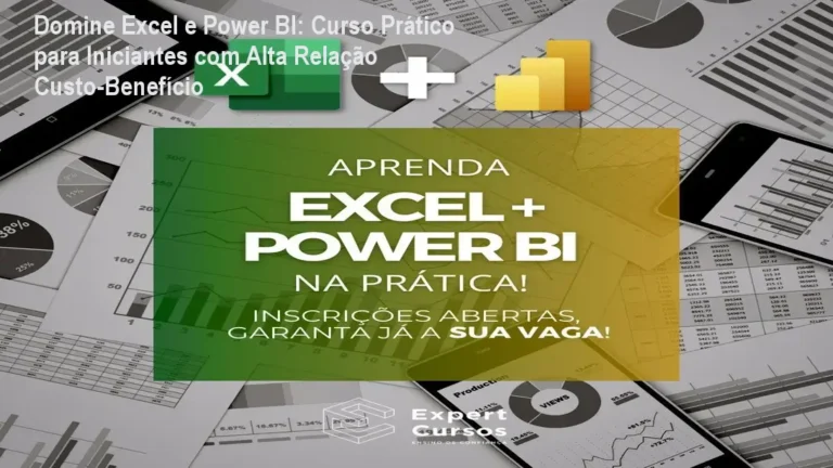 Imagem do curso Domine Excel e Power BI mostrando dashboards e planilhas criados pelos alunos