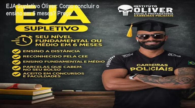 Imagem promocional do EJA Supletivo Óliver mostrando diploma digital e destaque ao prazo de 6 meses