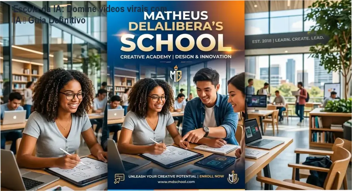 Imagem representando a Escola da IA ensinando criação de vídeos virais com inteligência artificial