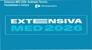 Imagem promocional da Extensiva MED 2026 mostrando avaliação técnica e link para compra