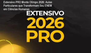 Estudante estudando o Extensivo PRO Monte Olimpo 2026 com aulas particulares e vendo melhora nas notas de Humanas