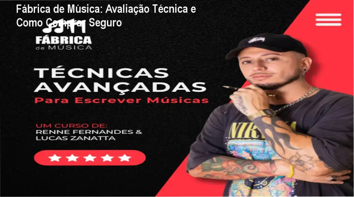 Capa do curso Fábrica de Música mostrando técnicas avançadas de composição