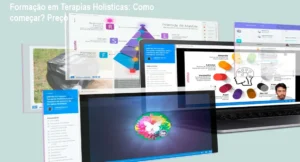 Imagem ilustrativa da Formação Completa em Terapias Holísticas mostrando diversos símbolos de bem‑estar e o preço promocional de R$97