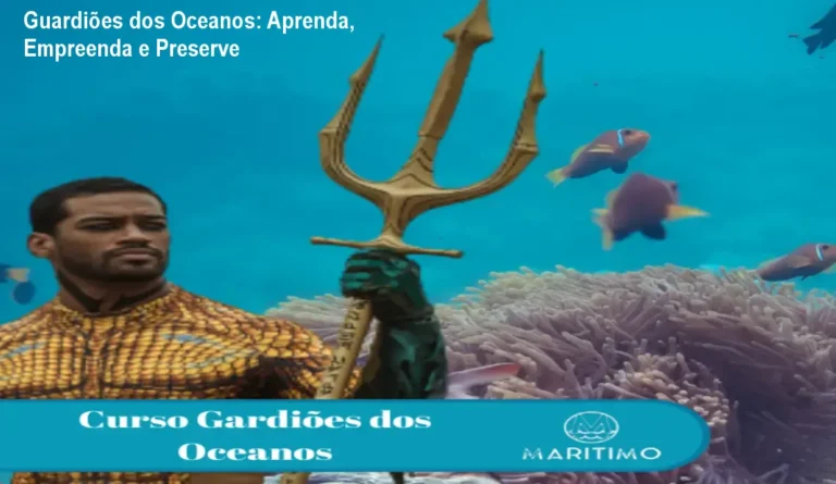 Imagem do curso Guardiões dos Oceanos mostrando mergulhador e vida marinha
