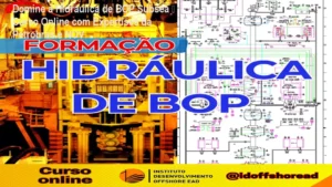 Imagem ilustrativa da Formação em Hidráulica de BOP Subsea mostrando diagramas hidráulicos e técnico em operação offshore