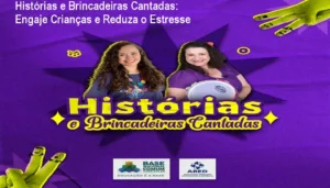 Professora usando Histórias e Brincadeiras Cantadas com crianças em atividade musical lúdica