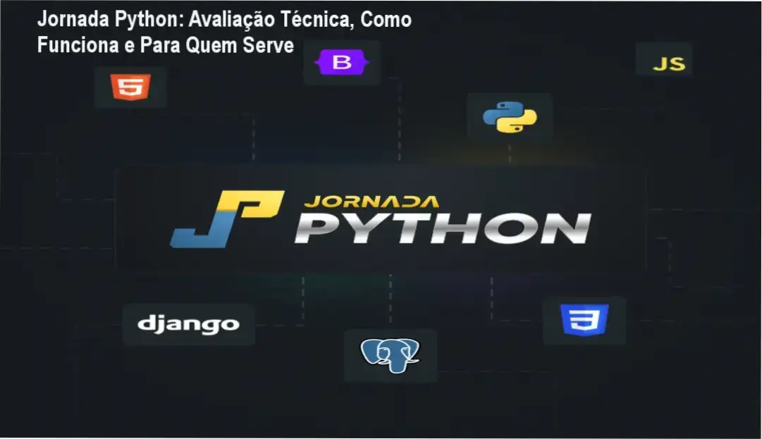 Imagem ilustrando a Jornada Python, curso online completo de programação e desenvolvimento web