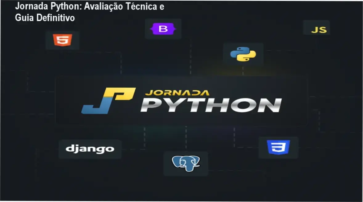 Capa da Jornada Python mostrando módulos de Python, Django e APIs para iniciar carreira de desenvolvedor