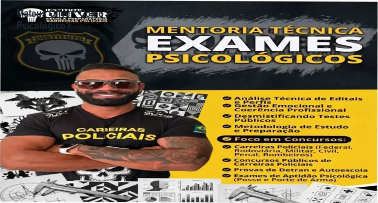 Mateus Oliver apresentando o curso de preparação para exames psicológicos de concursos policiais