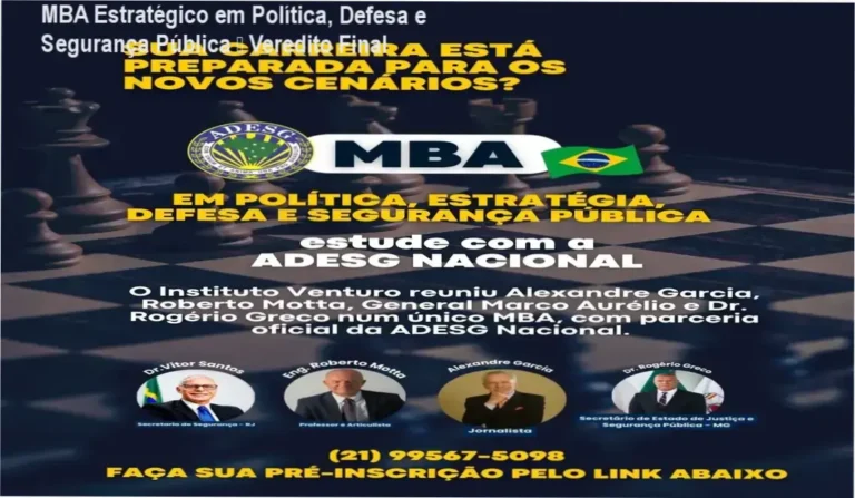 Imagem do MBA em Política, Estratégia, Defesa e Segurança Pública com destaque ao corpo docente renomado