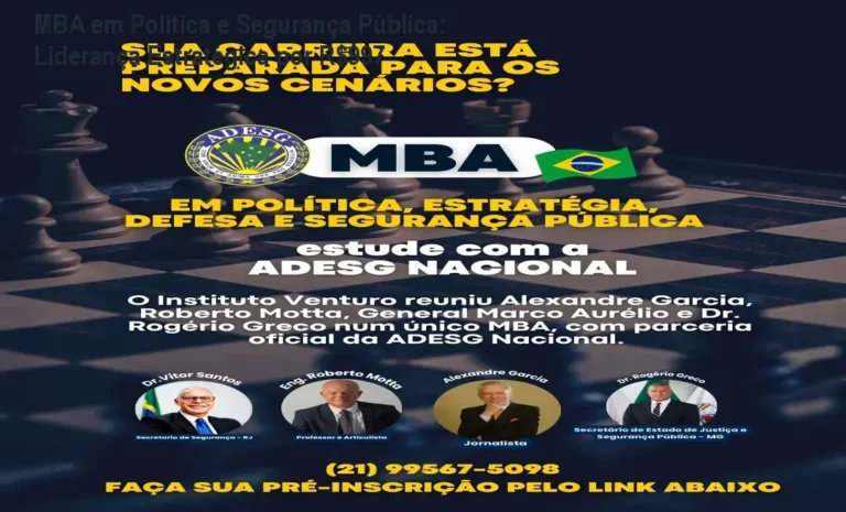Imagem do MBA em Política, Estratégia, Defesa e Segurança Pública mostrando profissionais liderando decisões estratégicas