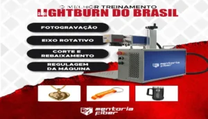 Tela de configuração do software Lightburn sendo utilizada em máquina Fiber Laser profissional