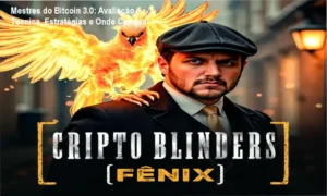 Capa do curso Mestres do Bitcoin 3.0 mostrando gráfico de criptomoedas e destaque da promoção oficial