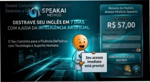 Capa do e‑book do Método SpeakAI mostrando frases práticas para conversar em inglês