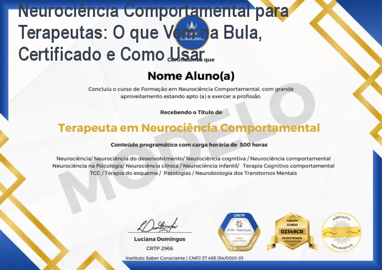 Neurociência Comportamental para Terapeutas: O que Vem na Bula, Certificado e Como Usar