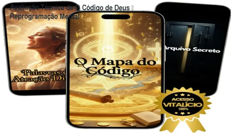 Capa do curso O Código de Deus mostrando mapa de códigos mentais para prosperidade