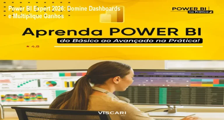 Tela do curso Power BI Expert na Prática 2026 mostrando criação de dashboards reais para melhorar resultados empresariais