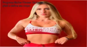 Tela do aplicativo Programa Mulher Fitness mostrando treinos para glúteos e plano alimentar