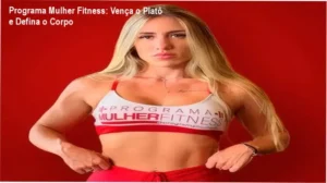 Tela do aplicativo Programa Mulher Fitness mostrando treinos para glúteos e plano alimentar