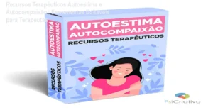 Imagem mostrando o ebook de recursos terapêuticos de autoestima e autocompaixão em uso durante uma sessão